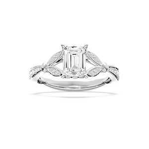 Nadine 1 ctw Emerald Lab Grown Diamond Floral Side Stone Engagement Ring