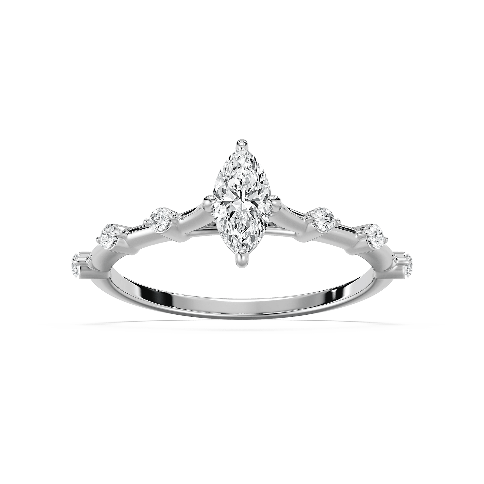 Nika Petite Marquise Engagement Ring in Rose Gold