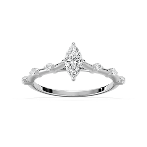 Nika 1/2 ctw Marquise Lab Grown Diamond Petite Floating Side Stone Engagement Ring