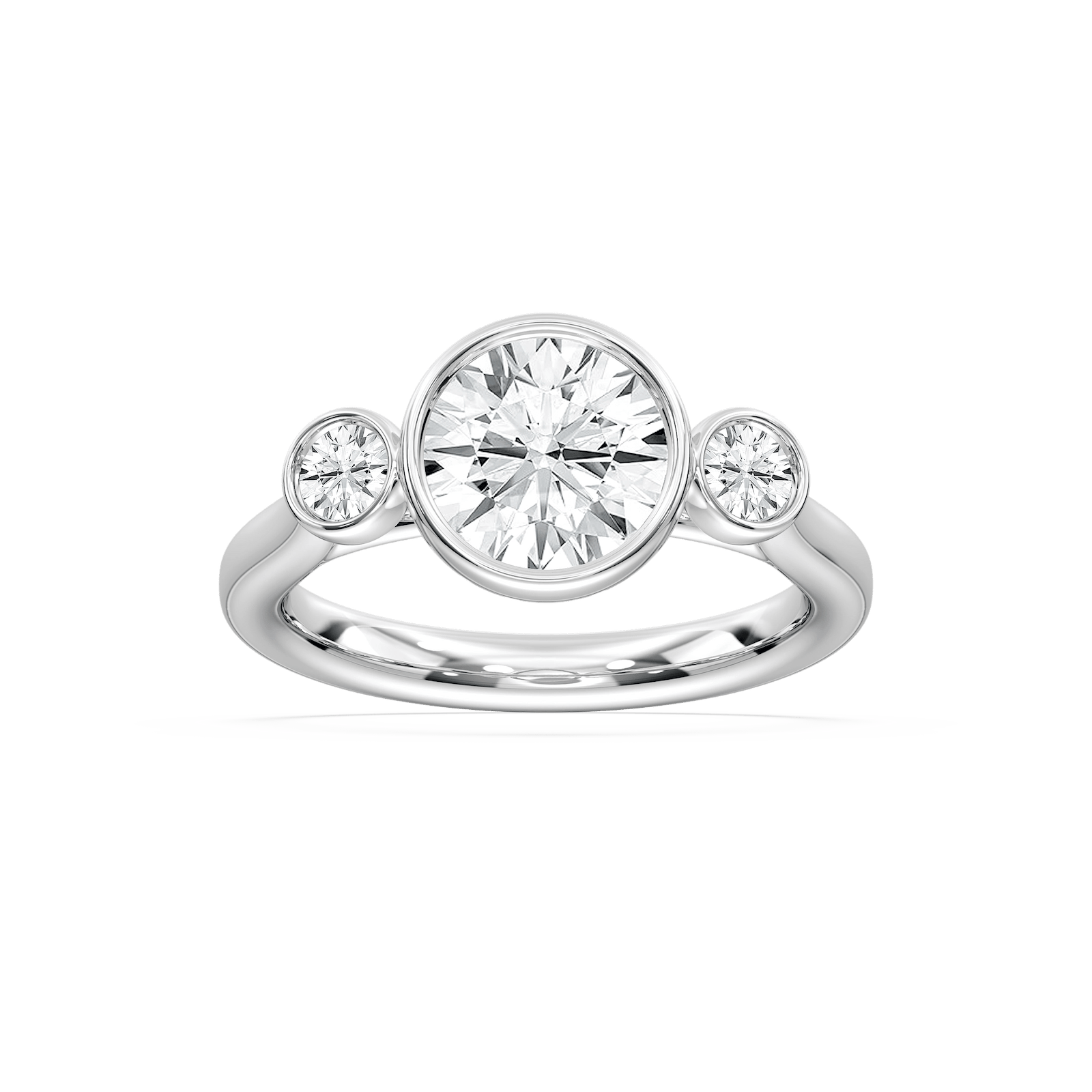 Nina Round Three Stone Ring in Rose Gold