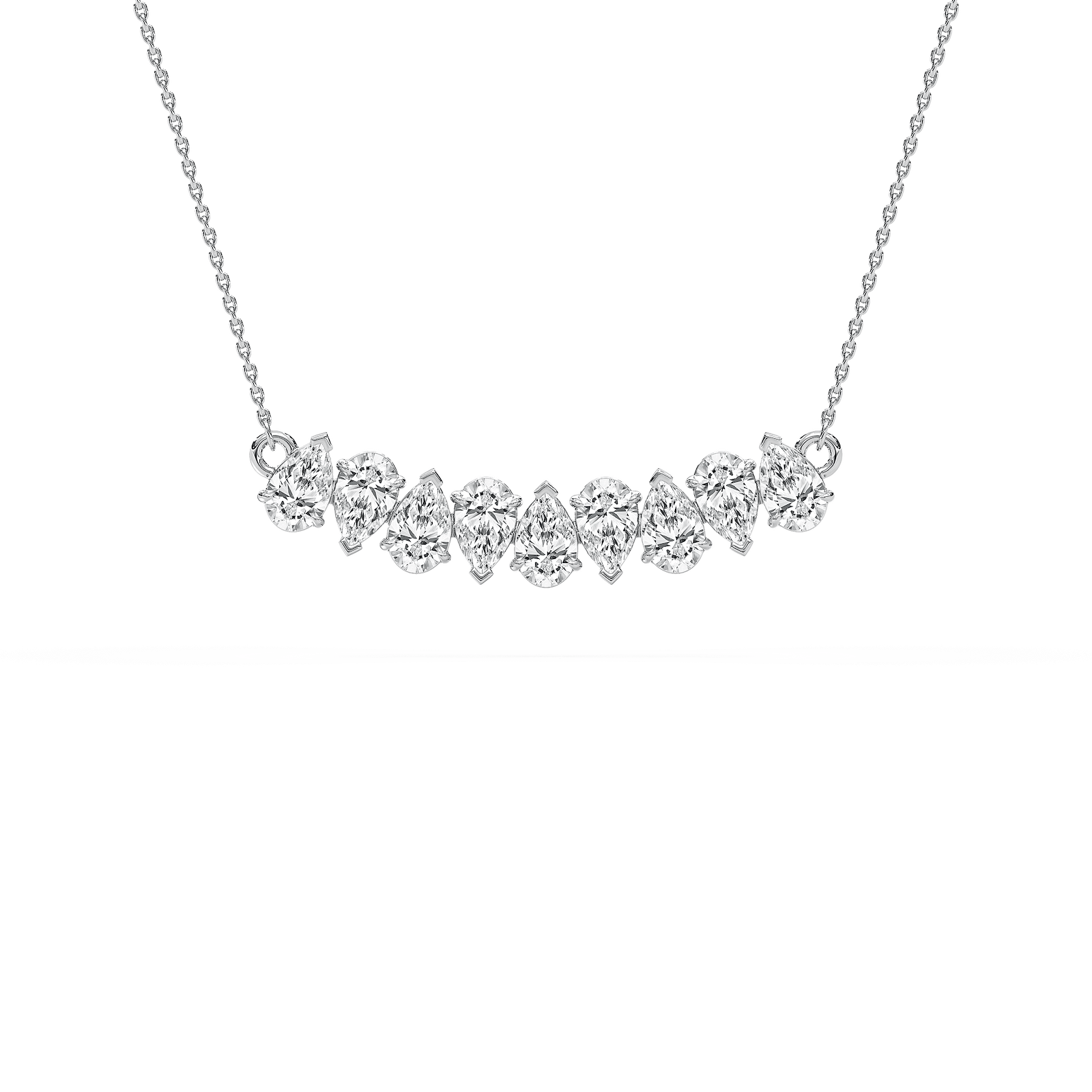 Nine-Stone Pear Diamond Necklace in Rose Gold