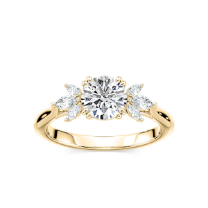 Saffron Lab Grown Diamond Flower Side Stone Engagement Ring