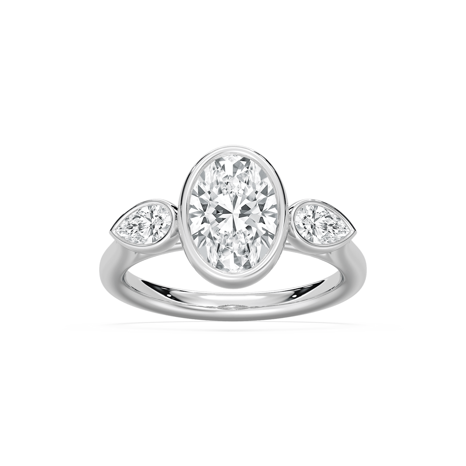 Nova Oval Three Stone Ring in Rose Gold