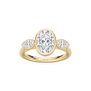 Nova 2 ½ ctw Oval Lab Grown Diamond Bezel Set Three Stone Engagement Ring