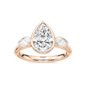 Nova 2 ½ ctw Pear Lab Grown Diamond Bezel Set Three Stone Engagement Ring