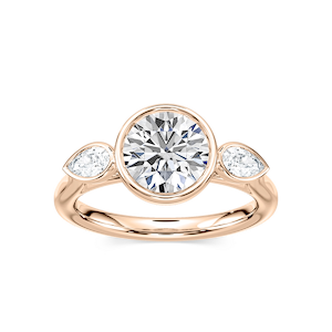 Nova 2 ½ ctw Round Lab Grown Diamond Bezel Set Three Stone Engagement Ring