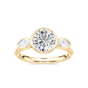 Nova 2 ½ ctw Round Lab Grown Diamond Bezel Set Three Stone Engagement Ring