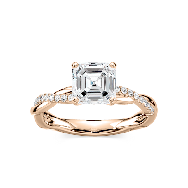 Valentina Asscher Lab Grown Diamond Petite Twist Side Stone Engagement Ring