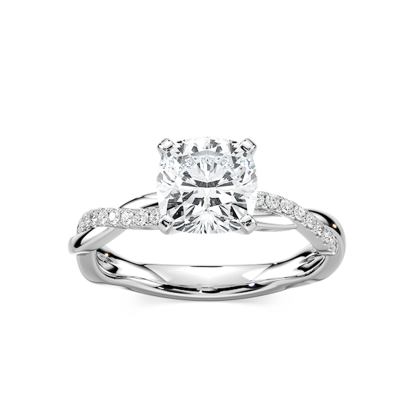 Valentina Cushion Lab Grown Diamond Petite Twist Side Stone Engagement Ring