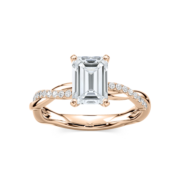 Valentina Emerald Lab Grown Diamond Petite Twist Side Stone Engagement Ring