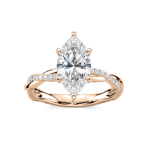 Valentina Marquise Lab Grown Diamond Petite Twist Side Stone Engagement Ring