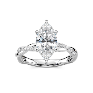 Valentina Marquise Lab Grown Diamond Petite Twist Side Stone Engagement Ring