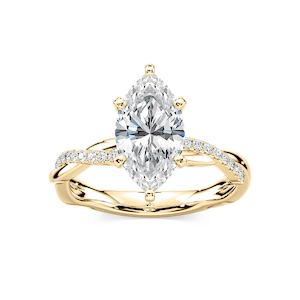 Valentina Marquise Lab Grown Diamond Petite Twist Side Stone Engagement Ring