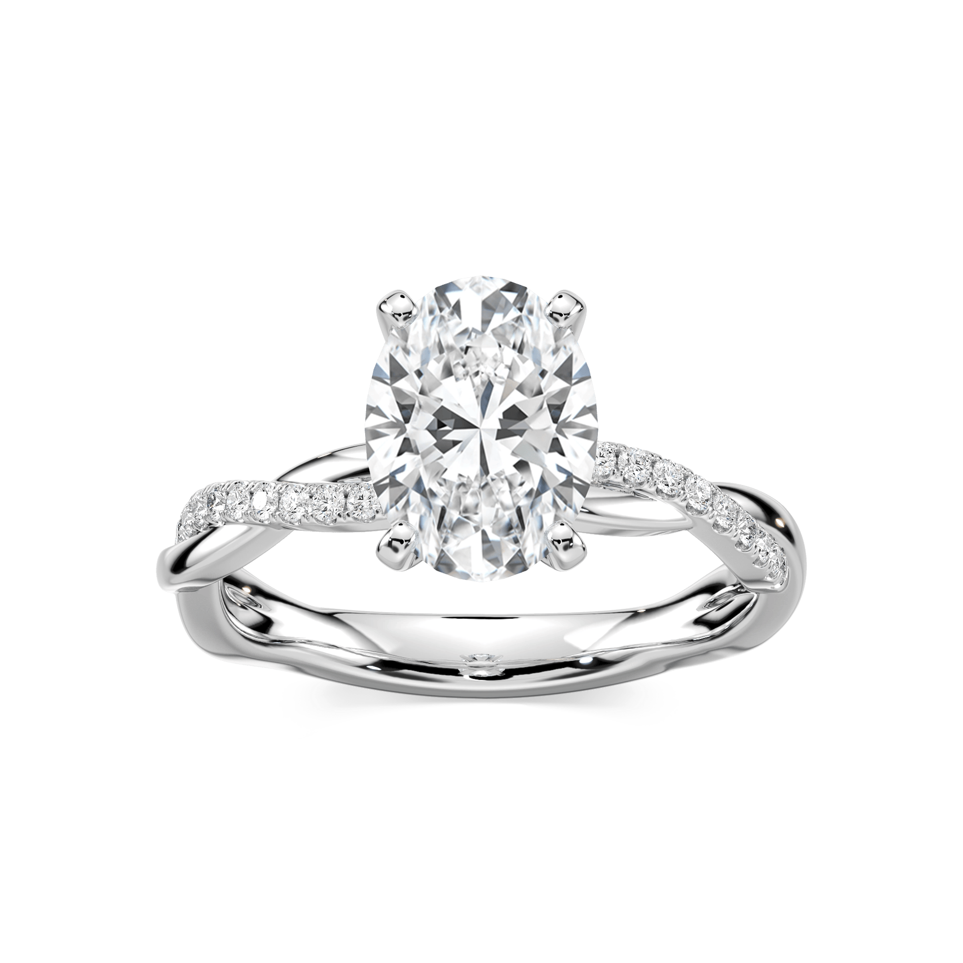 Valentina Oval Lab Grown Diamond Petite Twist Side Stone Engagement Ring