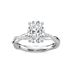 Valentina Oval Lab Grown Diamond Petite Twist Side Stone Engagement Ring