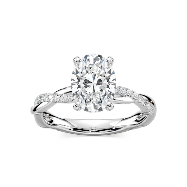 Valentina Oval Lab Grown Diamond Petite Twist Side Stone Engagement Ring