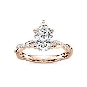 Valentina Pear Lab Grown Diamond Petite Twist Side Stone Engagement Ring