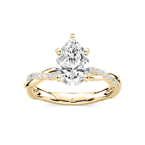 Valentina Pear Lab Grown Diamond Petite Twist Side Stone Engagement Ring