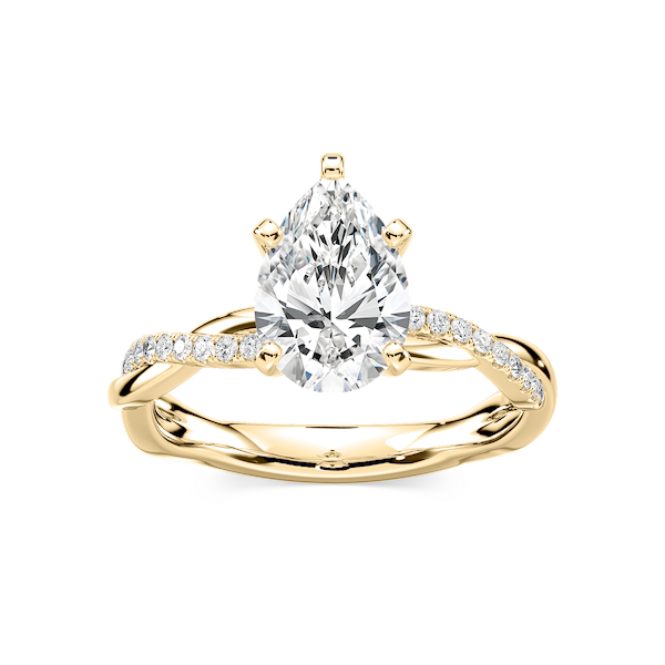 Valentina Pear Lab Grown Diamond Petite Twist Side Stone Engagement Ring