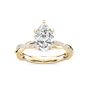 Valentina Pear Lab Grown Diamond Petite Twist Side Stone Engagement Ring