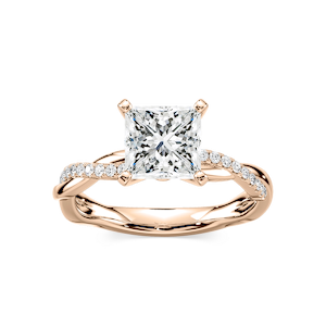 Valentina Princess Lab Grown Diamond Petite Twist Side Stone Engagement Ring