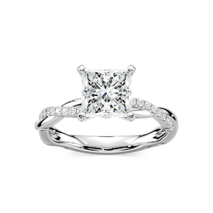 Valentina Princess Lab Grown Diamond Petite Twist Side Stone Engagement Ring