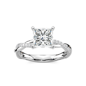 Valentina Princess Lab Grown Diamond Petite Twist Side Stone Engagement Ring