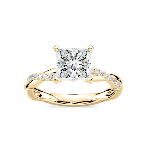 Valentina Princess Lab Grown Diamond Petite Twist Side Stone Engagement Ring