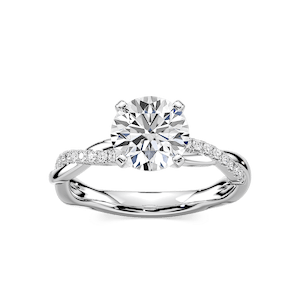 Valentina Round Lab Grown Diamond Petite Twist Side Stone Engagement Ring