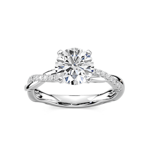 Valentina Round Lab Grown Diamond Petite Twist Side Stone Engagement Ring