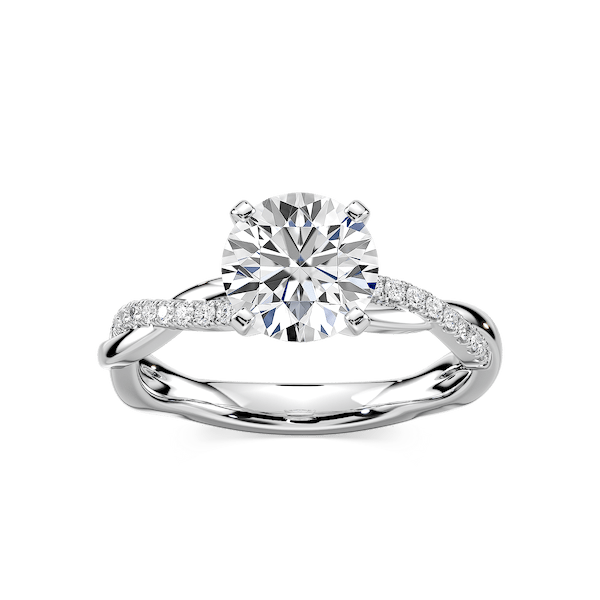 Valentina Round Lab Grown Diamond Petite Twist Side Stone Engagement Ring