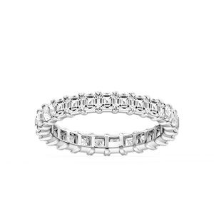 Ocean Asscher Lab Grown Diamond Shared V-Prong Eternity Band