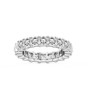 Ocean Asscher Lab Grown Diamond Shared V-Prong Eternity Band
