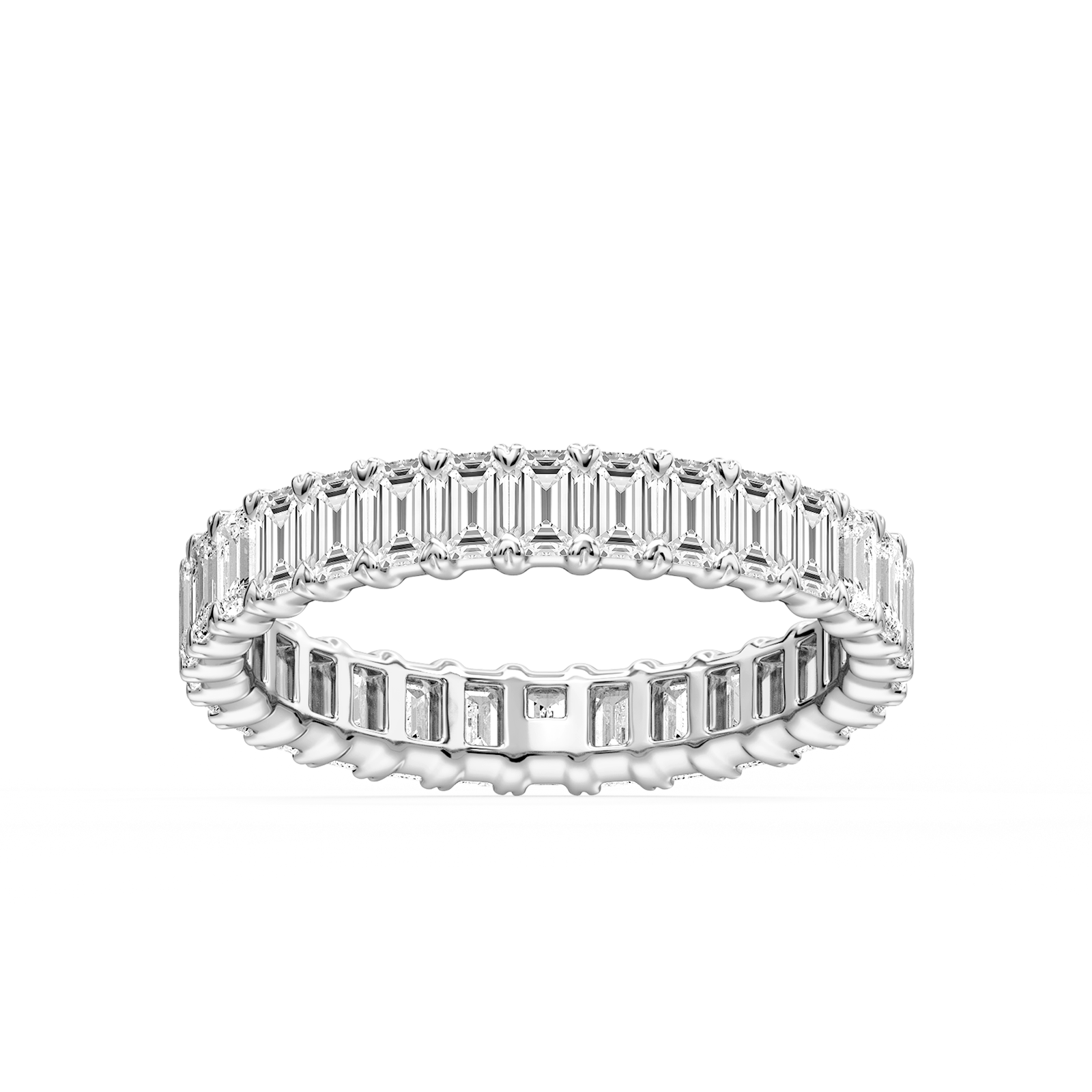 Ocean Emerald Lab Grown Diamond Shared V-Prong Eternity Band