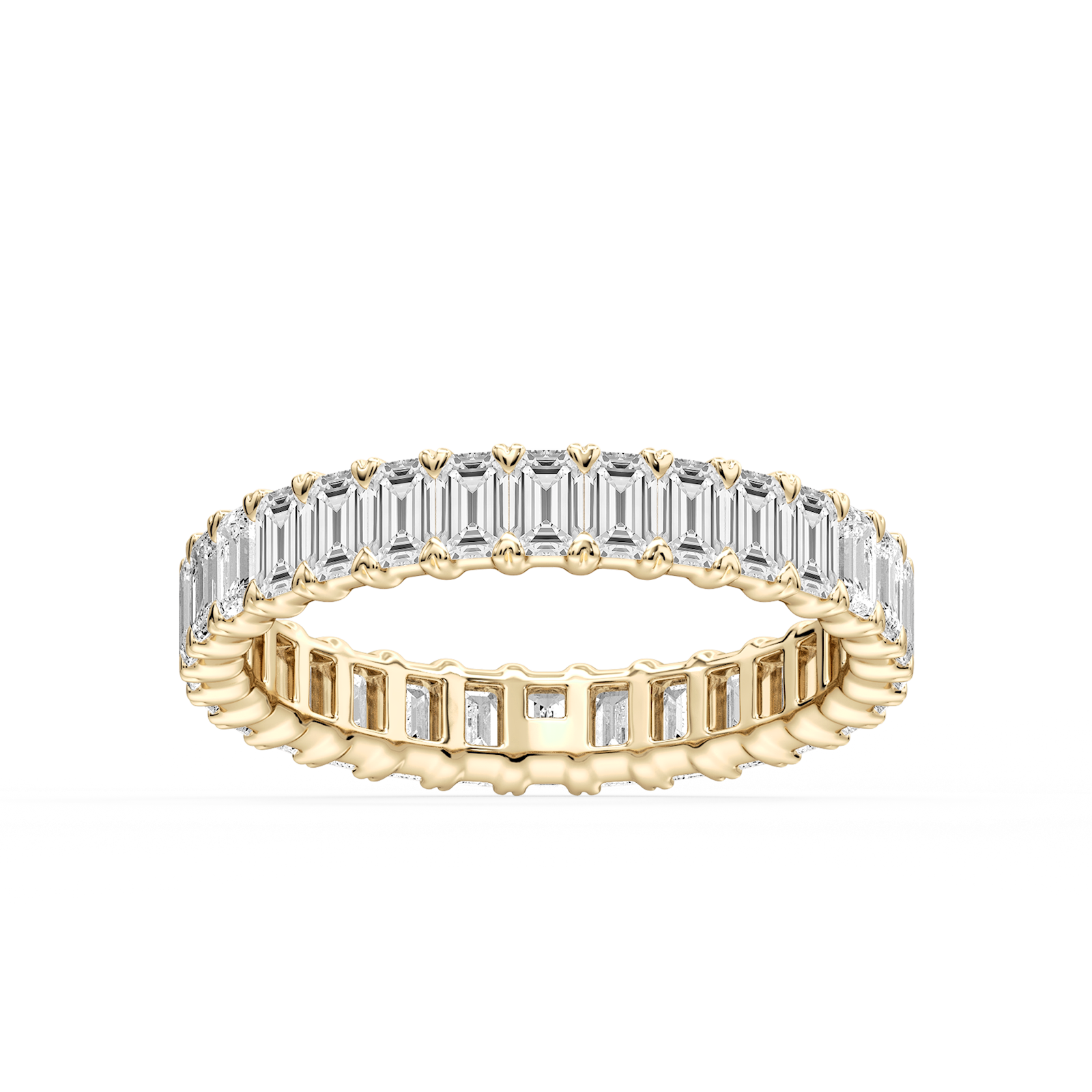 Ocean Emerald Lab Grown Diamond Shared V-Prong Eternity Band