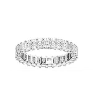 Ocean Radiant Lab Grown Diamond Shared V-Prong Eternity Band
