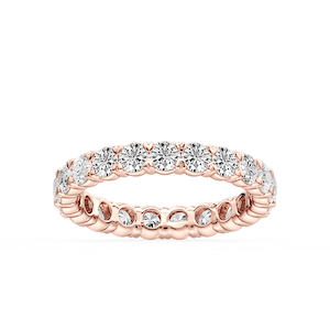 Ocean Round Lab Grown Diamond Shared V-Prong Eternity Band