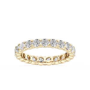 Ocean Round Lab Grown Diamond Shared V-Prong Eternity Band