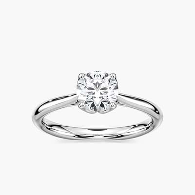 Odessa Round Lab Grown Diamond Flower Petal Solitaire Engagement Ring