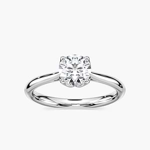 Odessa Round Lab Grown Diamond Flower Petal Solitaire Engagement Ring