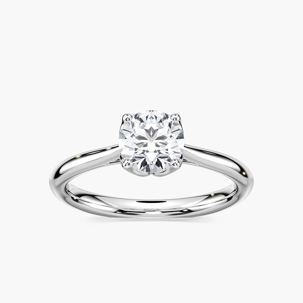 Odessa Round Lab Grown Diamond Flower Petal Solitaire Engagement Ring
