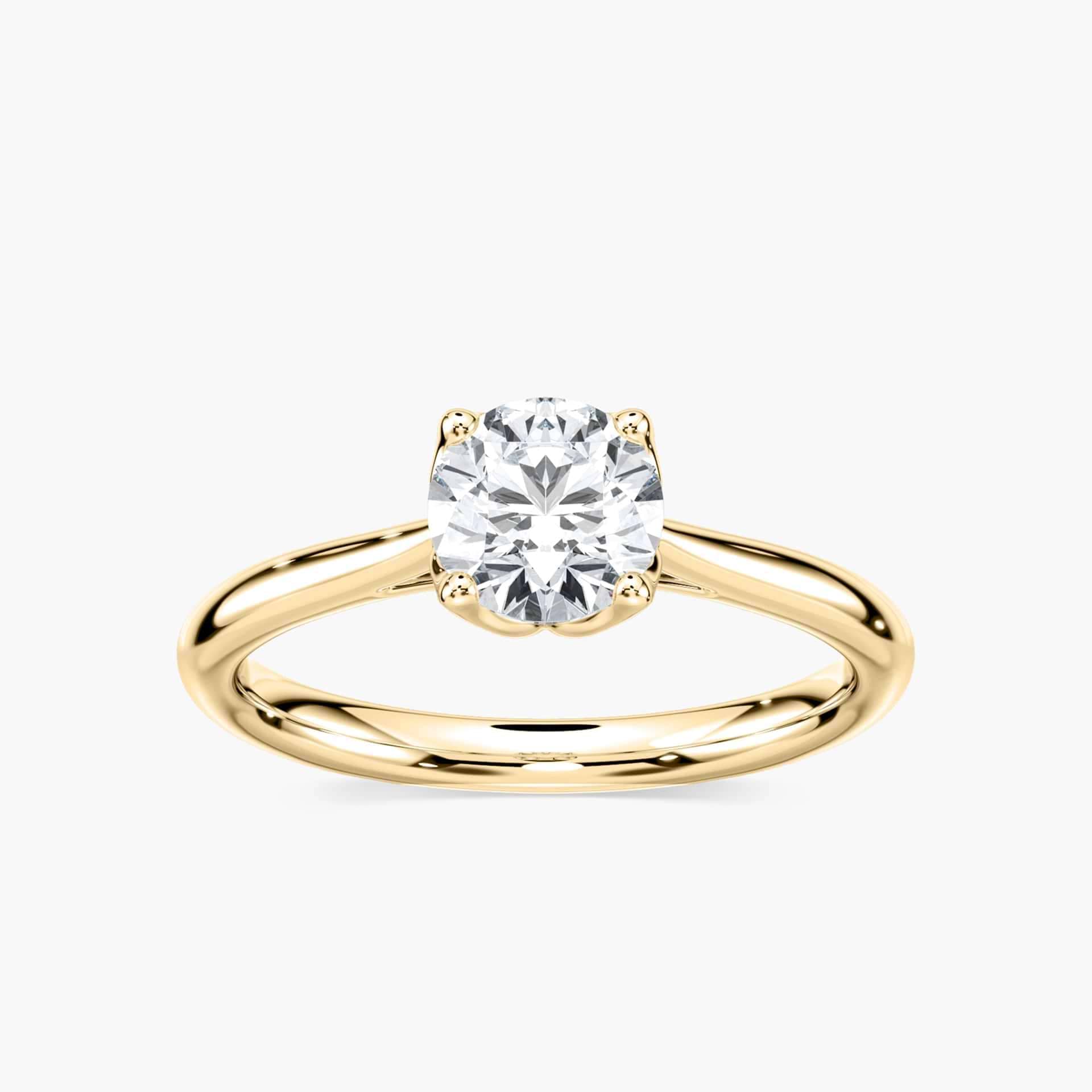 Odessa Round Lab Grown Diamond Flower Petal Solitaire Engagement Ring