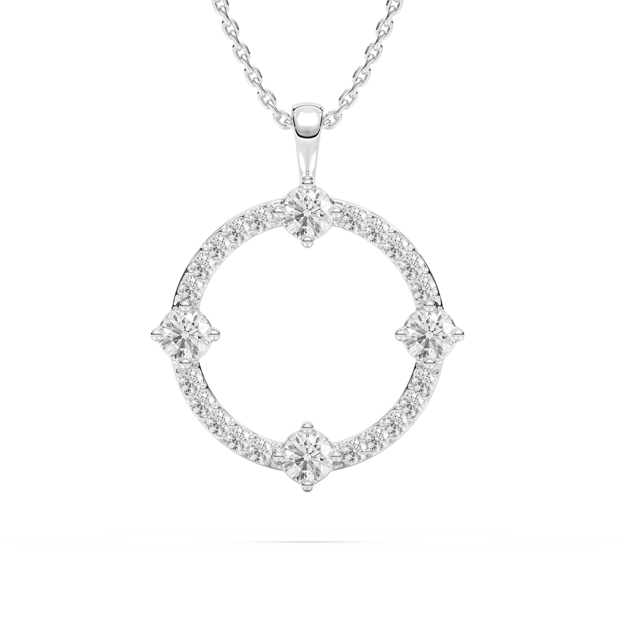 5/8 ctw Round Lab Grown Diamond Open Compass Pendant  - 18 Inches