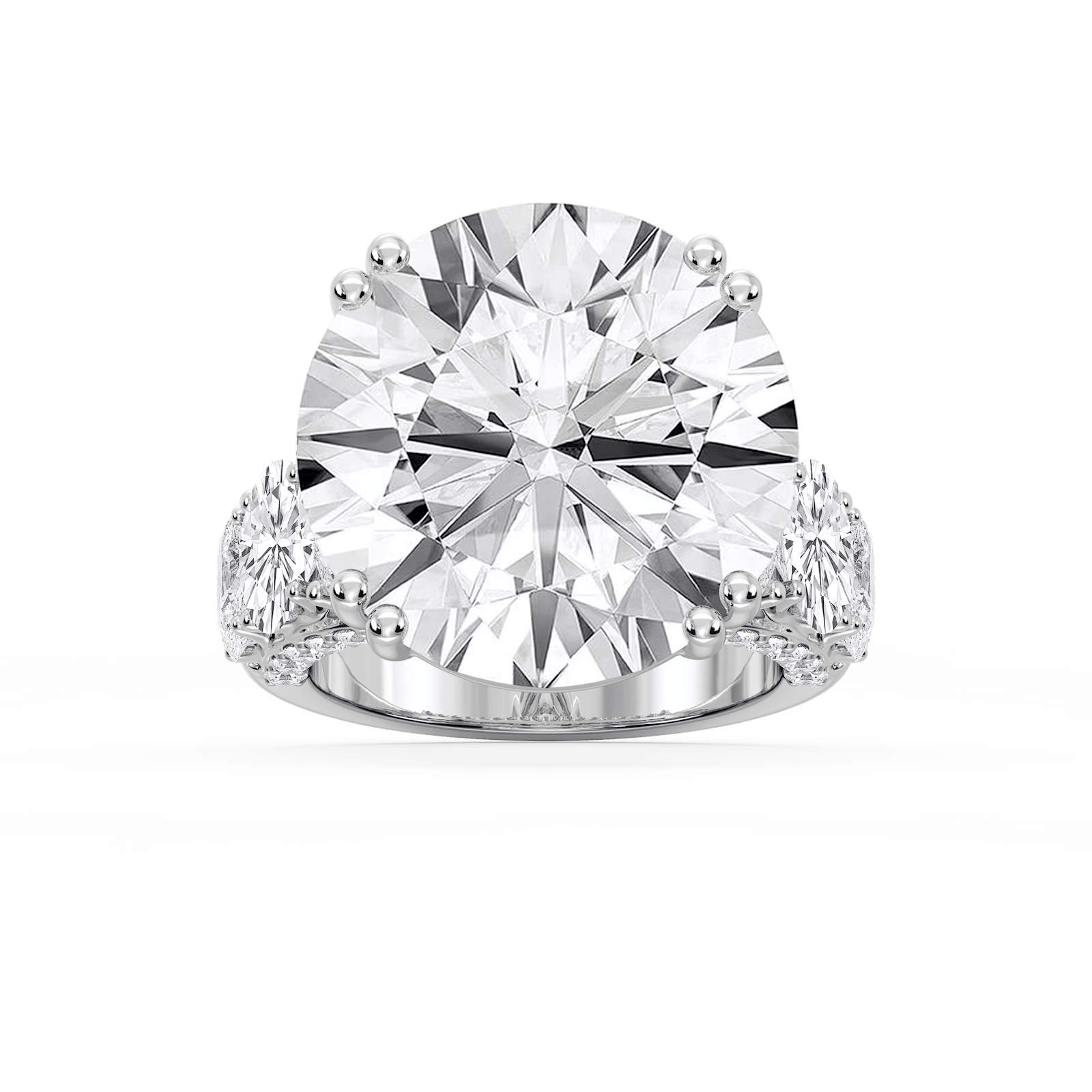 Ophelia 27 ¼ ctw Round Lab Grown Diamond Graduated Side Stone Engagement Ring - Signature Collection