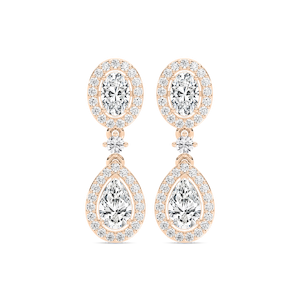 2 ³/₄ ctw Oval and Pear Lab Grown Diamond Double Halo Drop Earrings
