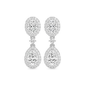 2 ³/₄ ctw Oval and Pear Lab Grown Diamond Double Halo Drop Earrings