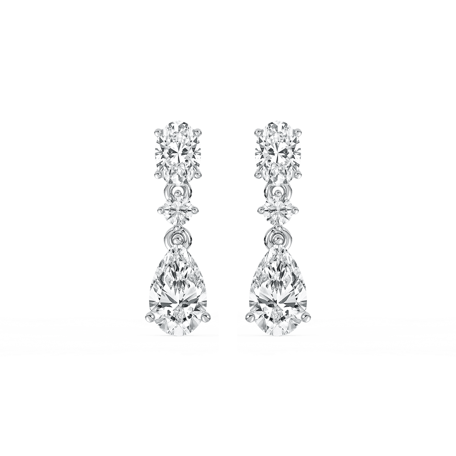 1 ²/₃ ctw Oval and Pear Lab Grown Diamond Trio Drop Earrings