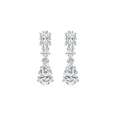 1 ²/₃ ctw Oval and Pear Lab Grown Diamond Trio Drop Earrings