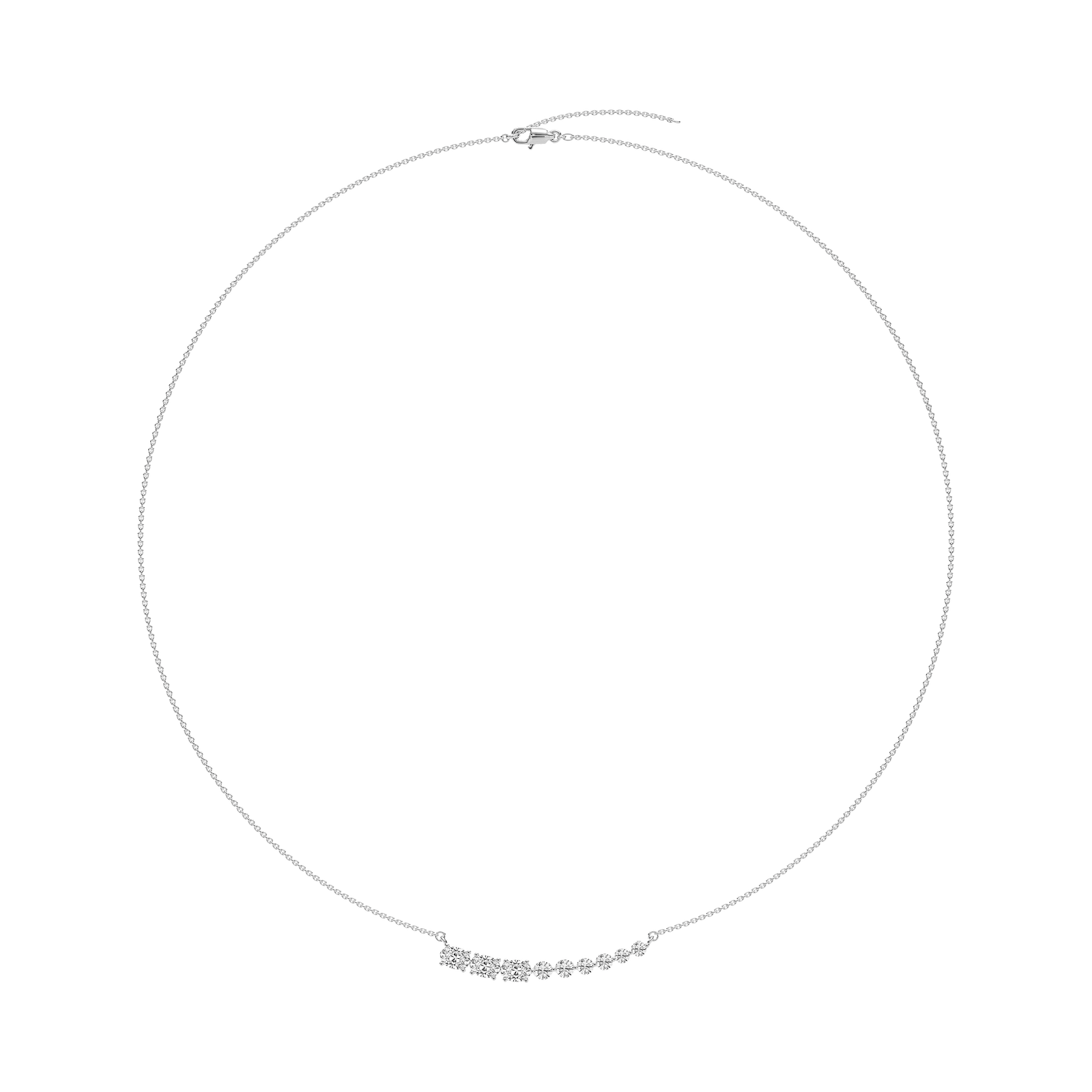 Oval and Round Bar Necklace in Rose Gold
