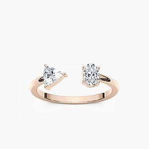 Keria 1/2 ctw Oval and Trillion Lab Grown Diamond Open Toi et Moi Engagement Ring